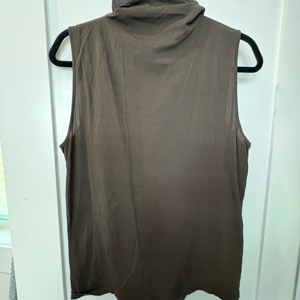 Ellen Tracy Sleeveless Brown Tank Top SILK SZ LARGE